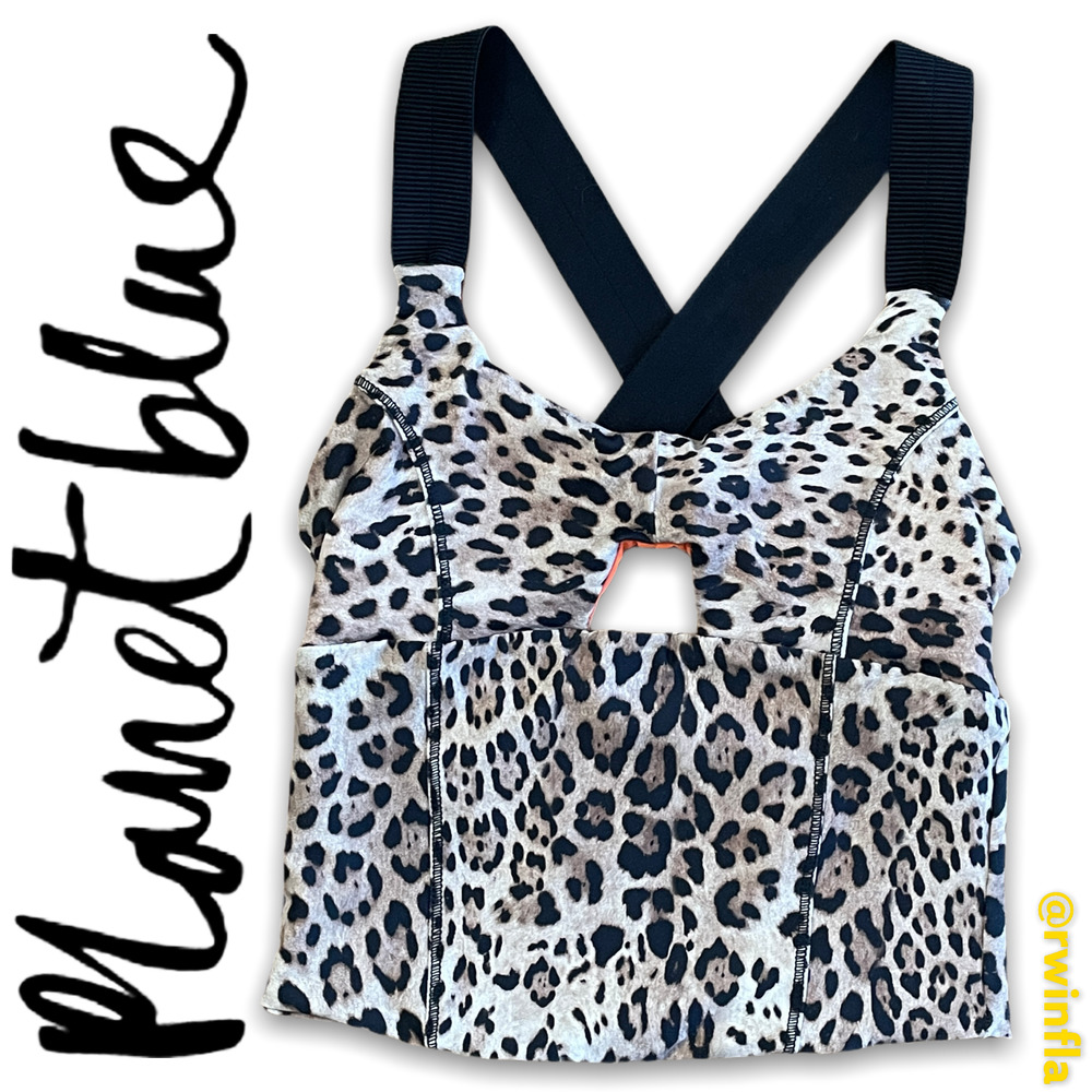Planet Blue Cropped Tank Criss Cross Leopard